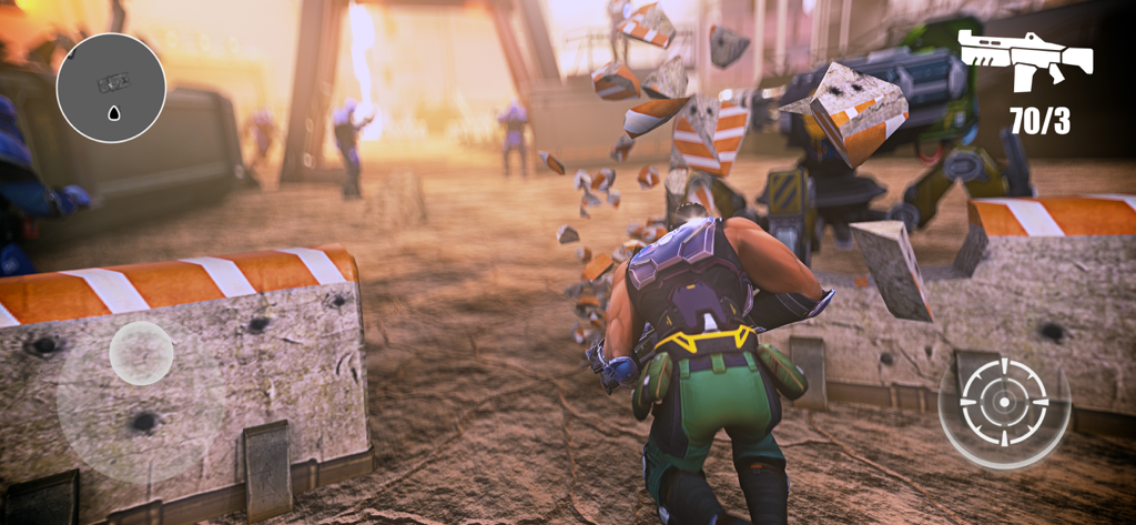 Evolution 2: Battle for Utopia - Third-person shooter combat scene on a sci-fi planet in Evolution 2