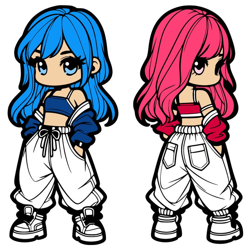 girl in crop top and baggy pants