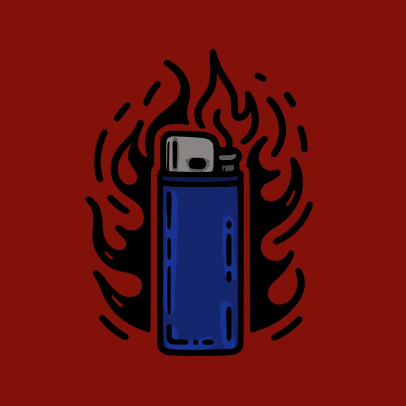 lighter with flames around it