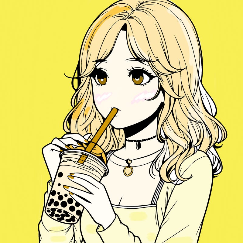 realistic girl drinking boba tea