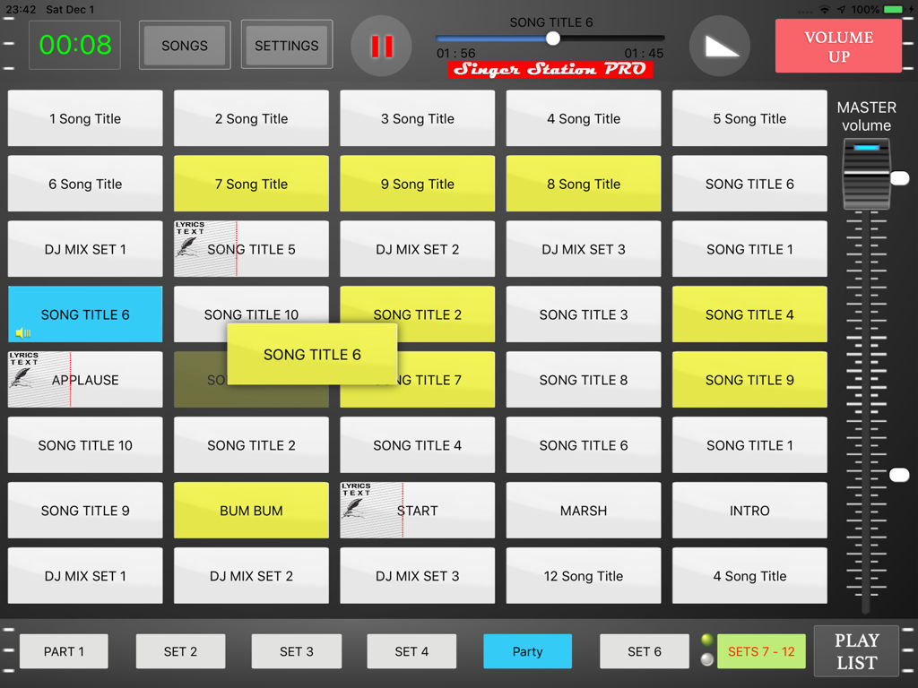 Singer Station PRO - Singer Station PRO Dashboard mit Songliste und Audiosteuerungen