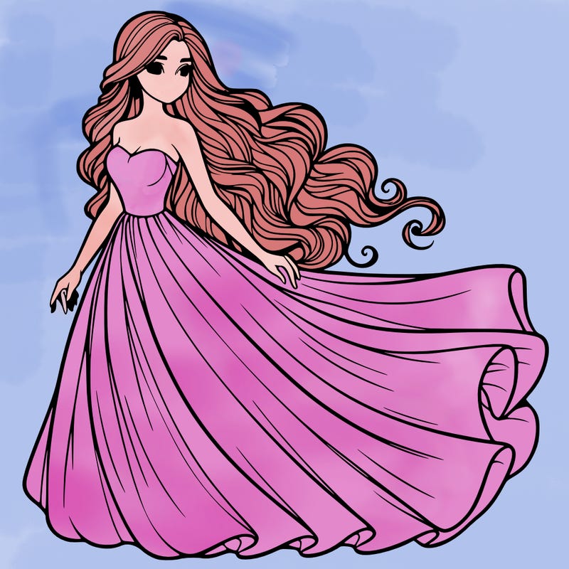 realistic woman with long flowing dress