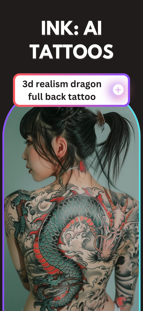 A realistic AI generated dragon tattoo on a woman's full back