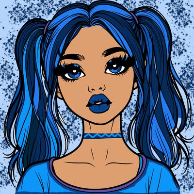 realistic girl with ponytails and lips