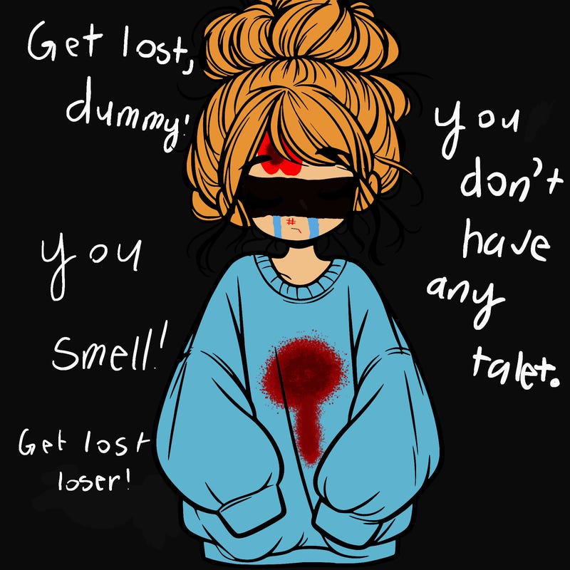 girl with baggy sweatshirt and messy bun