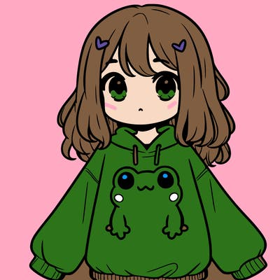 girl wearing frogging sweatshirt