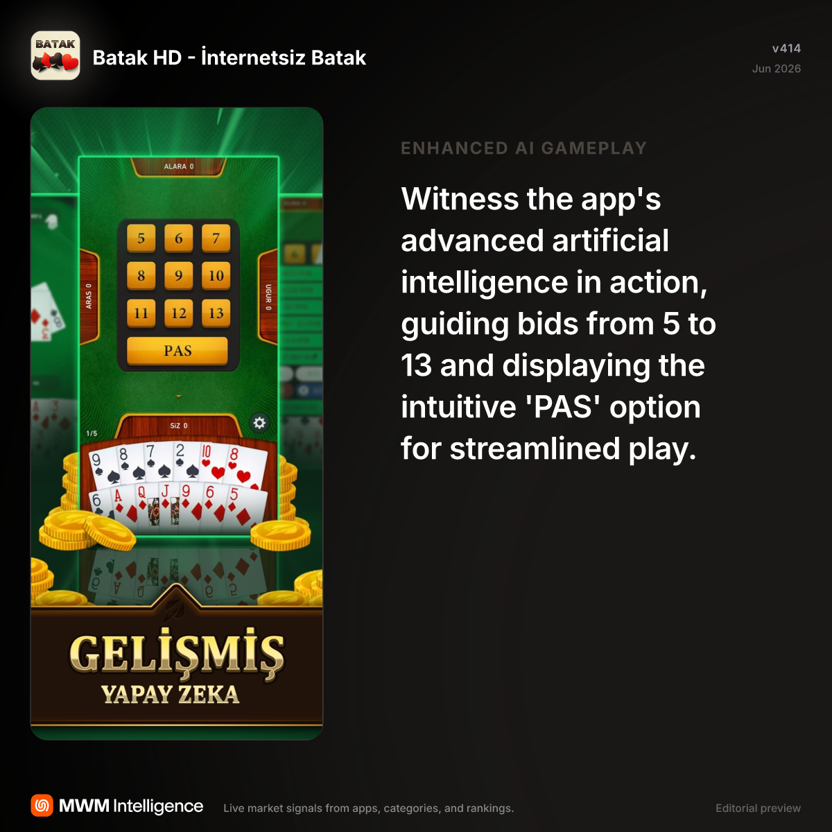 Batak HD - İnternetsiz Batak - Games App | MWM