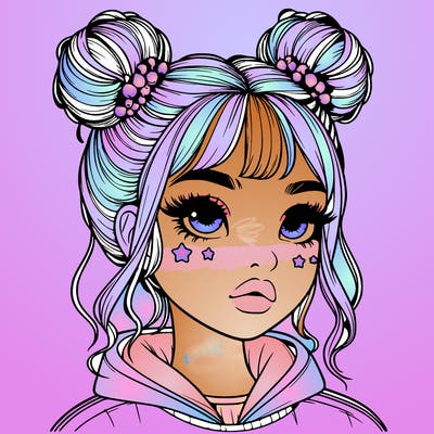 realistic girl with space buns