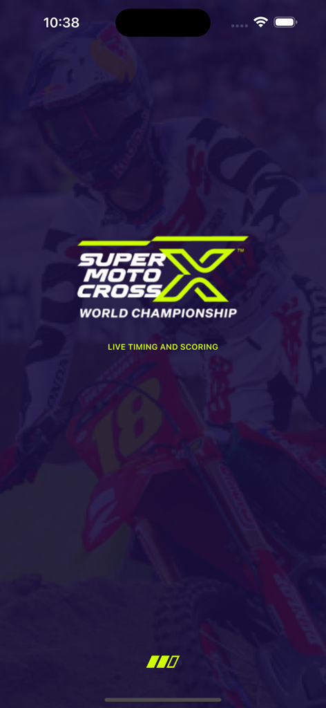 SMX Live Timing and Scoring - Splash screen for the SMX Live Timing and Scoring app showing the SuperMotocross World Championship logo