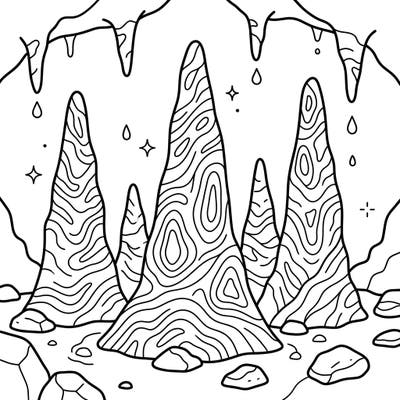 Journey into an underground world with this exciting stalagmites coloring page designed for kids. Little artists can bring these fascinating cave formations to life with their favorite colors.