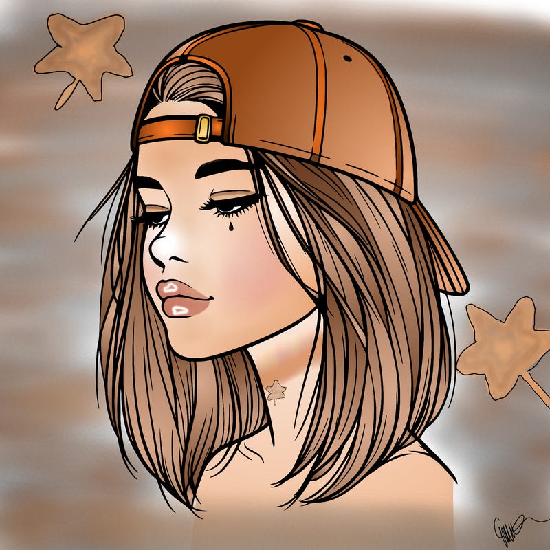 realistic  girl with a backwards hat