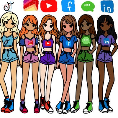a group of girls wearing crop tops and shorts