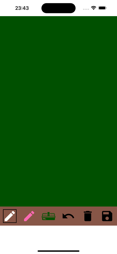 Blackboard - Simple - A green chalkboard screen with a simple drawing toolbar at the bottom.