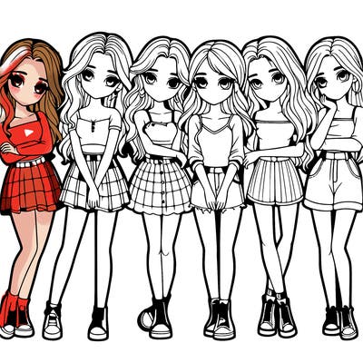 a group of girls realistic