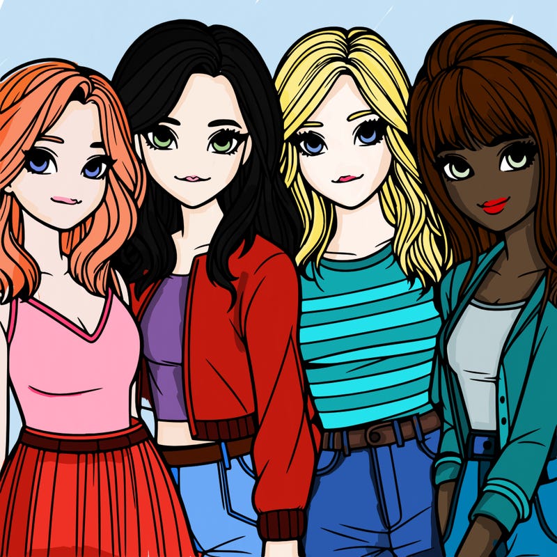 a group of girls realistic