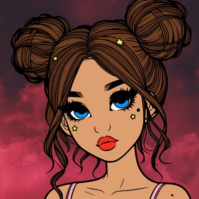 realistic girl with space buns