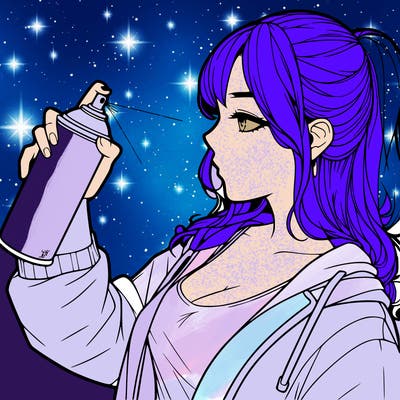 a realistic girl spray, painting