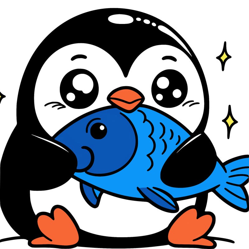 penguin that’s eating a fish