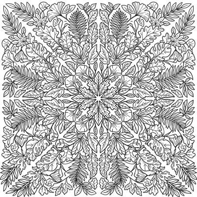 Unleash your child's creativity with this captivating kaleidoscope leaves coloring page, designed specifically for kids aged 4-8. Featuring an intricate yet approachable symmetrical pattern of diverse foliage, it promises hours of educational and artistic fun.