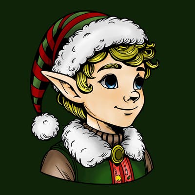 realistic elf with santa hat