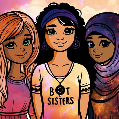 three sisters with a best sisters necklace