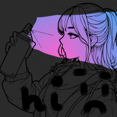 a realistic girl spray, painting