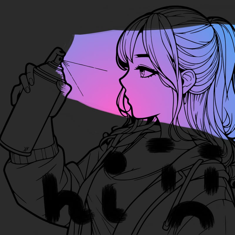 a realistic girl spray, painting