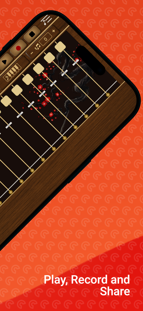 Koto Sim - Koto Sim app interface showing Japanese string instrument with recording controls