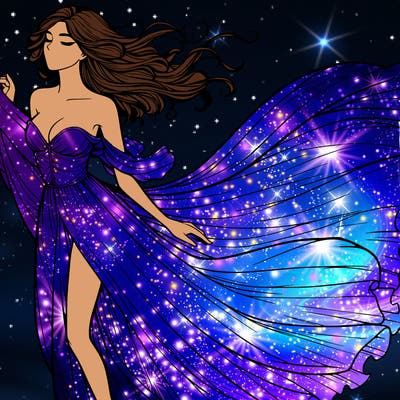 realistic woman in dress flowing the the wind