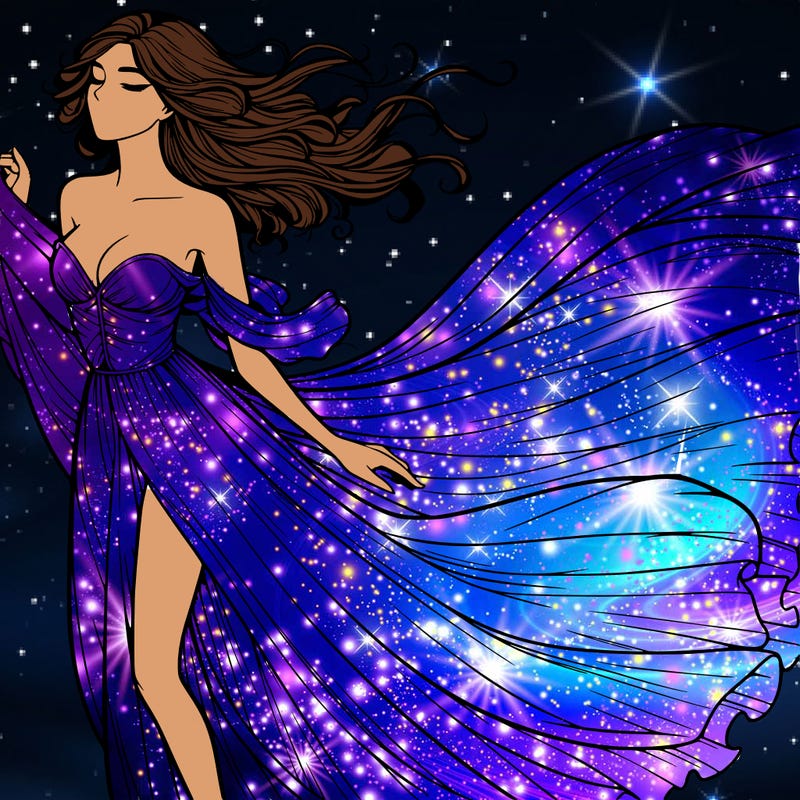 realistic woman in dress flowing the the wind