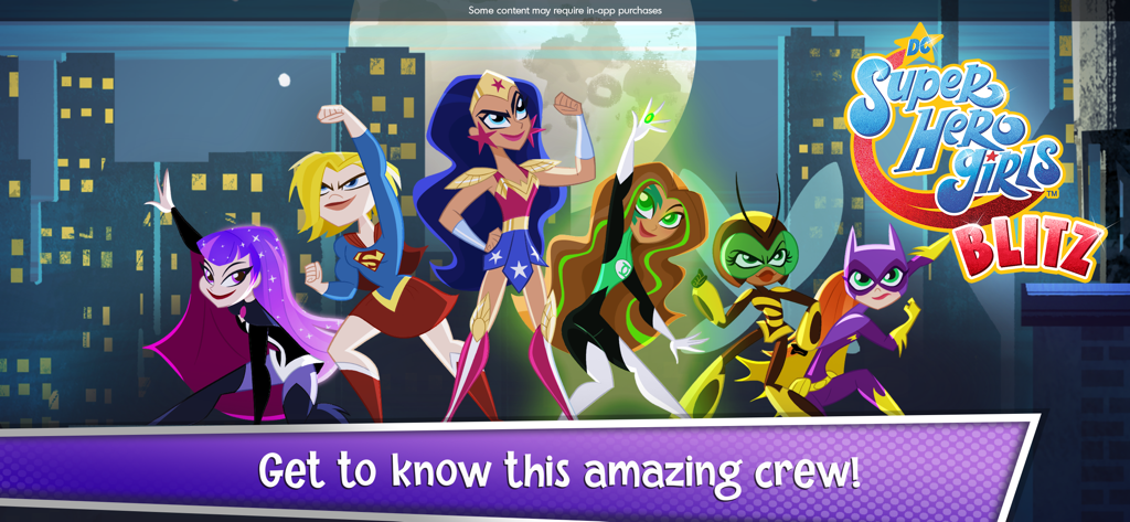 A group of characters including Batgirl Wonder Woman and Supergirl posing on a rooftop at night