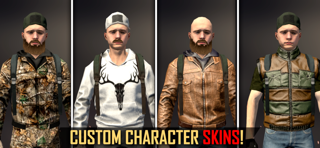 American Marksman - A selection of four custom character skins featuring camouflage and outdoor hunting apparel.