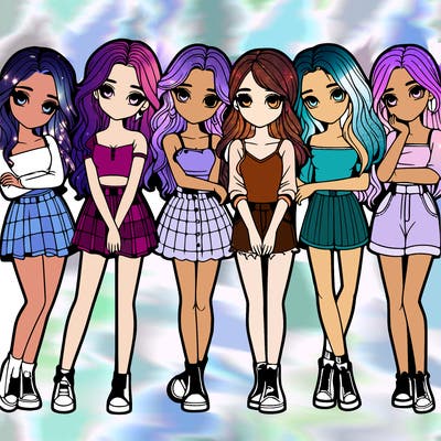 a group of girls realistic