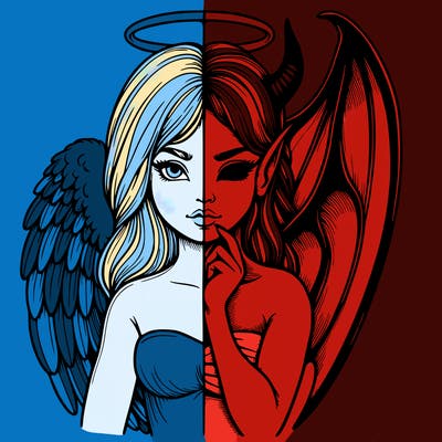 realistic angel half demon