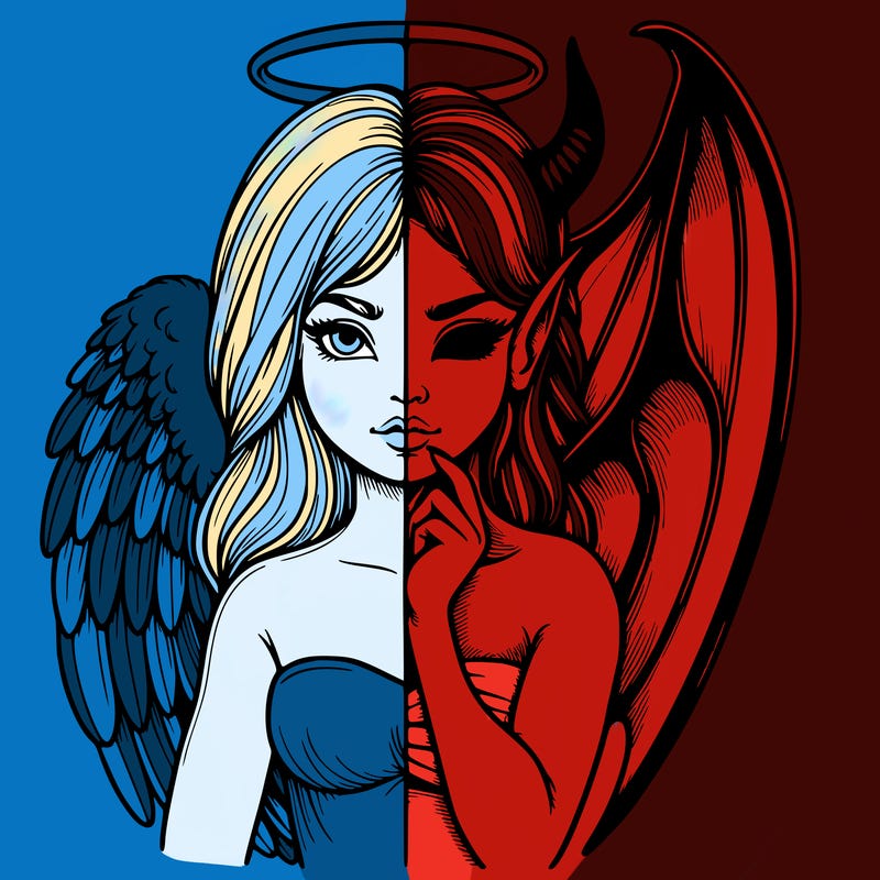 realistic angel half demon