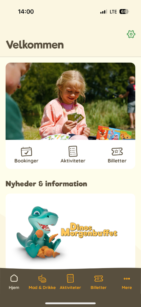 Jesperhus - for voksne - Jesperhus for voksne app welcome page with vacation planning tools