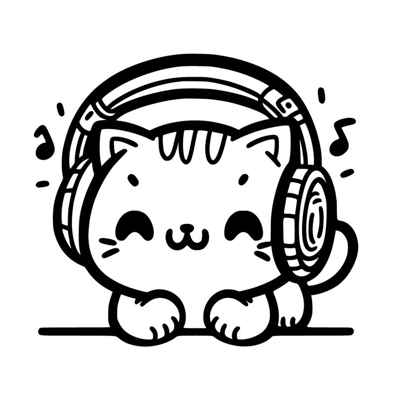 cute cat with headphones on