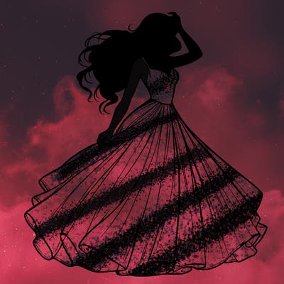 realistic woman with dress flowing in the wind