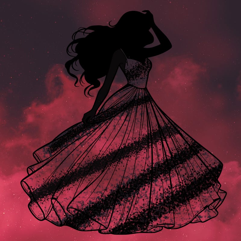 realistic woman with dress flowing in the wind