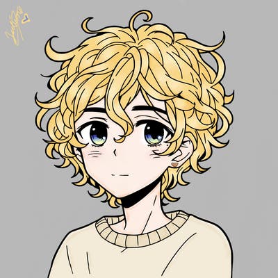 manga male curly hair