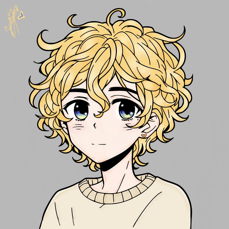 manga male curly hair