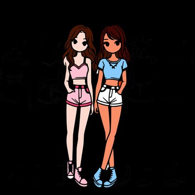 a group of girls wearing crop tops and shorts