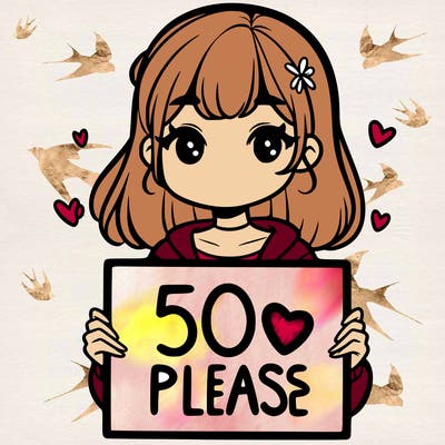 a girl holding a 50 likes please sign
