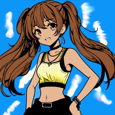 anime girl wearing crop top