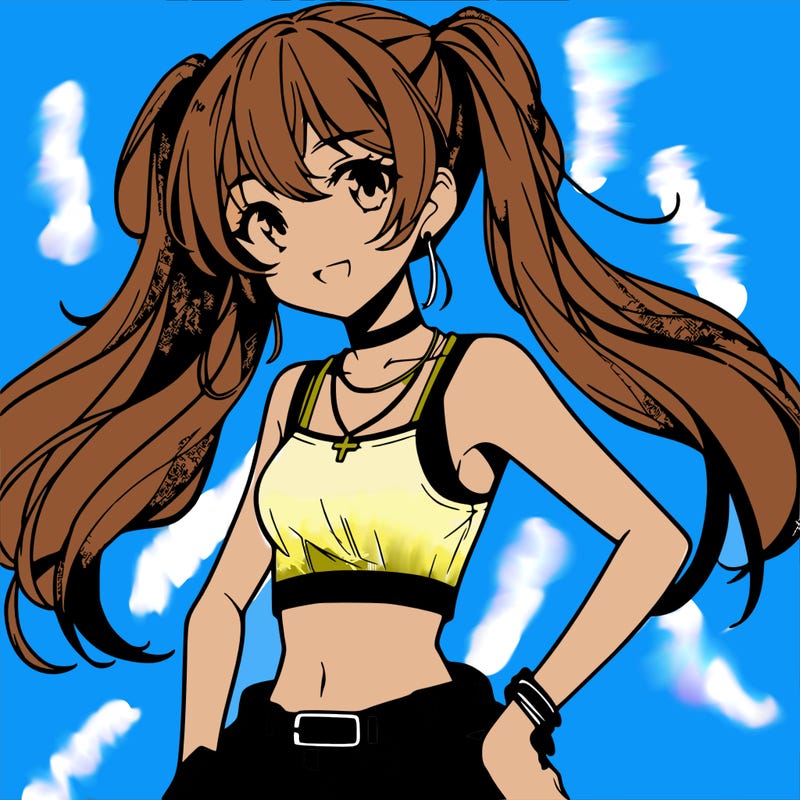 anime girl wearing crop top