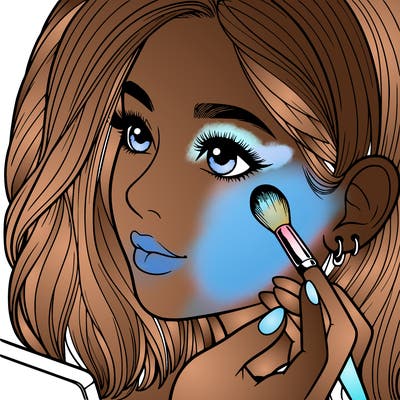 a realistic girl doing her makeup