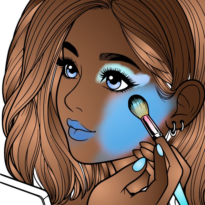 a realistic girl doing her makeup