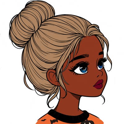 realistic girl with bun