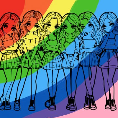a group of girls realistic