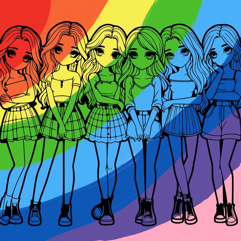 a group of girls realistic